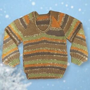 Vtg hand-knit toddler V-neck pullover sweater